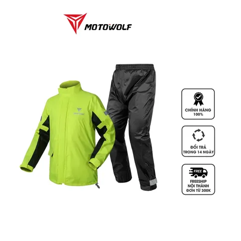Bộ Áo Mưa Chống Thấm Motowolf MDL0401 Phản Quang - Dành Cho Biker Đi Phượt, Chất Liệu Xuất Sắc, Thiết Kế Thời Trang