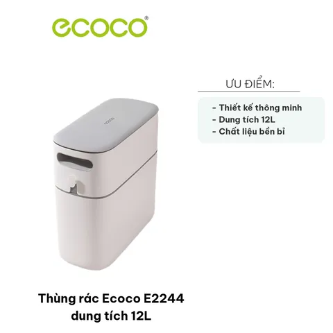 Thùng rác Ecoco E2244 12L - Thiết kế thông minh, nhấn mở tiện lợi cho nhà bếp, phòng tắm và văn phòng - Chất liệu nhựa ABS cao cấp