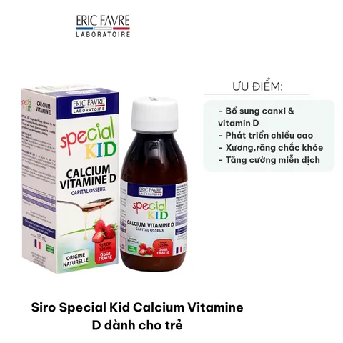 Siro Bổ Sung Canxi và Vitamin D Cho Trẻ Em - Hỗ Trợ Phát Triển Chiều Cao và Xương Chắc Khỏe - Eric Favre 125ml