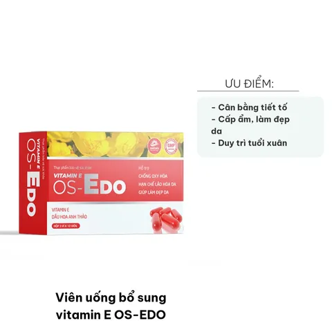 Viên uống bổ sung Vitamin E OS-EDO - Hỗ trợ làm đẹp da, cân bằng nội tiết và chống oxy hóa cho phụ nữ - Hộp 30 viên