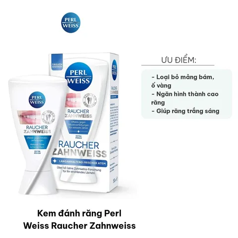 Kem đánh răng Perl Weiss Raucher Zahnweiss - Đặc biệt cho người hút thuốc, làm sạch và trắng răng, ngăn ngừa ố vàng, hương thơm dễ chịu