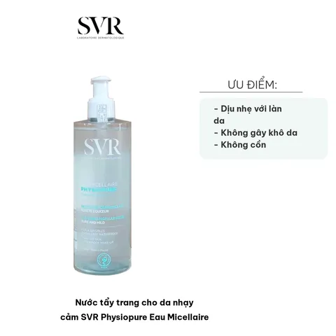 Nước tẩy trang SVR Physiopure Eau Micellaire 200ml - Dành cho da nhạy cảm, nhẹ nhàng làm sạch trang điểm hiệu quả, không gây kích ứng