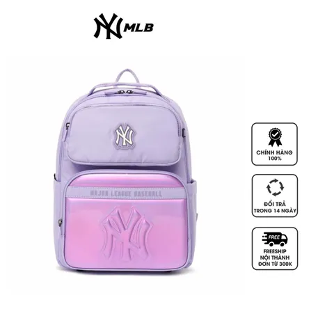 Balo Trẻ Em MLB Led Stamp New York Yankees 7ABK0022N-50LDL Màu Tím - Balo Đeo Vai Tiện Lợi Cho Bé Yêu Học Tập