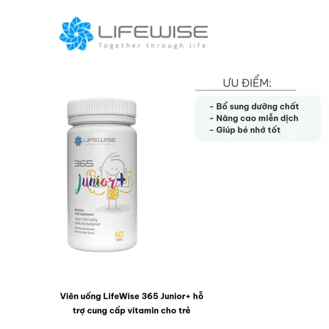 Viên uống LifeWise 365 Junior+ cung cấp vitamin cho trẻ - Hỗ trợ phát triển xương, trí nhớ và miễn dịch tốt hơn, 60 viên/ngày.