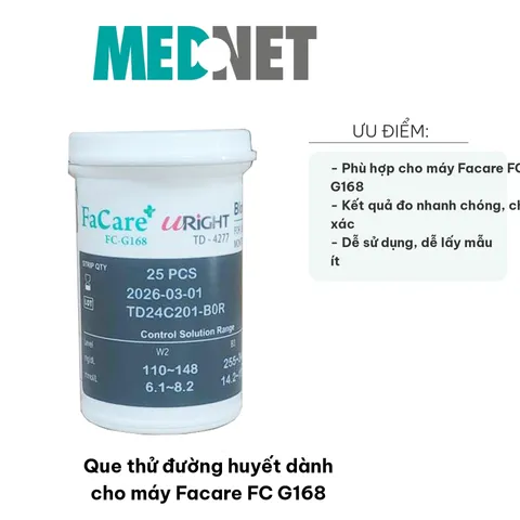 Que thử đường huyết FaCare FC G168 - Bộ 25 que và 25 kim lấy máu, công nghệ GDH-FAD chính xác, tiêu chuẩn Châu Âu