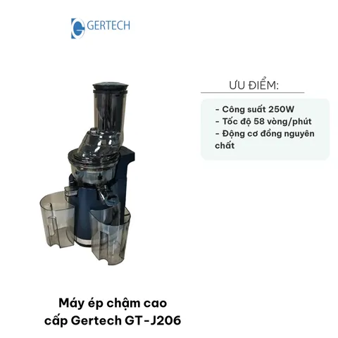 Máy Ép Chậm Gertech GT-J206 - Công Suất 250W, Ép Nước Rau Củ, Trái Cây, Ngũ Cốc - Dễ Sử Dụng, Bảo Quản Dưỡng Chất Tối Ưu