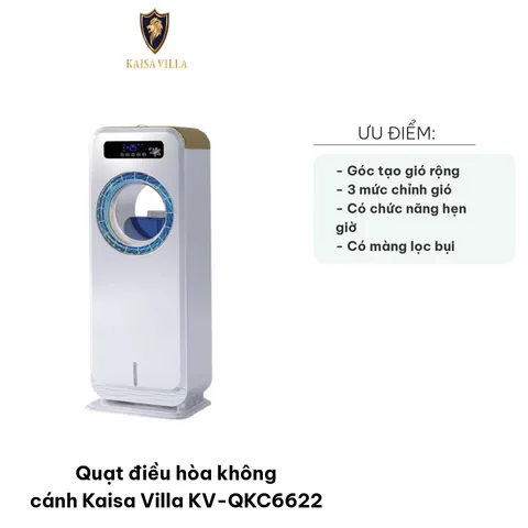 Quạt Điều Hòa Không Cánh Kaisa Villa KV-QKC6622 - Quạt 3 trong 1 Làm Mát, Tạo Ẩm, Tiện Lợi, Thích Hợp Cho Phòng Diện Tích 20-30m2