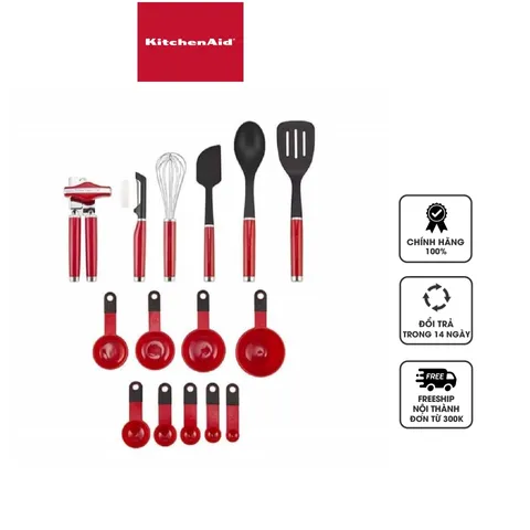 Bộ Dụng Cụ Nhà Bếp 15 Món KitchenAid Màu Đỏ - Bộ Đồ Nấu Ăn Cao Cấp, Siêu Bền, Dễ Sử Dụng, Thích Hợp Cho Mọi Nhu Cầu Nội Trợ