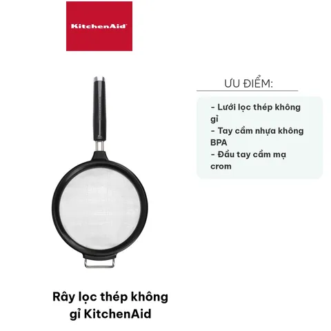 Rây Lọc Thép Không Gỉ KitchenAid - Dụng Cụ Nhà Bếp Chất Lượng Cao, Tiện Dụng Cho Việc Rây Bột, Lọc Nước Khi Trụng Mì