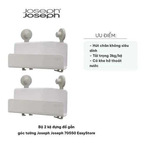 Bộ 2 Kệ Đựng Đồ Gắn Góc Tường Joseph Joseph 70550 EasyStore - Tiện Ích Hóa Nhà Cửa, Chất Liệu Nhựa Cao Cấp, Không Cần Khoan