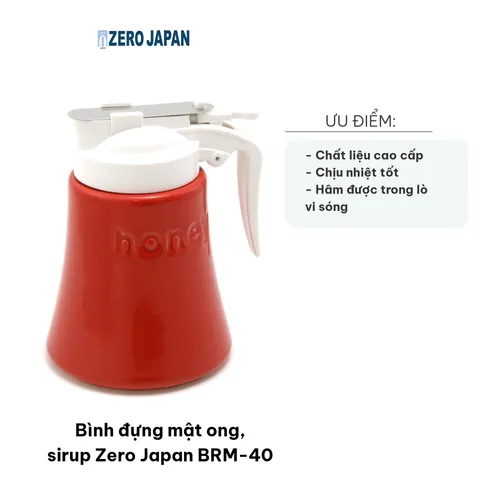 Bình đựng mật ong Zero Japan BRM-40 - Chất liệu gốm cao cấp, tiện lợi cho siro và nước sốt, thiết kế nhỏ gọn 340cc