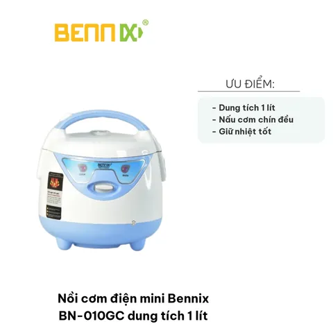 Nồi Cơm Điện Mini Bennix BN-010GC 1 Lít - Dung Tích Nhỏ Gọn, Giữ Nhiệt Tốt, Thích Hợp Cho 1-2 Người ăn
