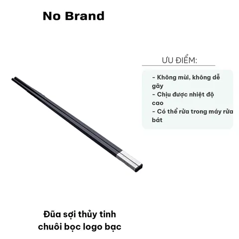 Hộp 10 Đôi Đũa Sợi Thủy Tinh Bọc Logo Bạc - Đũa Chống Trơn, Không Mùi, Chịu Nhiệt 220 Độ C, Dụng Cụ Nhà Bếp Cao Cấp
