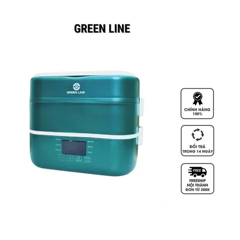 Hộp cơm hâm nóng cắm điện Green Line RW-18 - Dung tích 2L 2 tầng, 4 hũ sứ cao cấp, hâm nóng nhanh chỉ 5 phút, quà tặng tiện ích cho gia đình