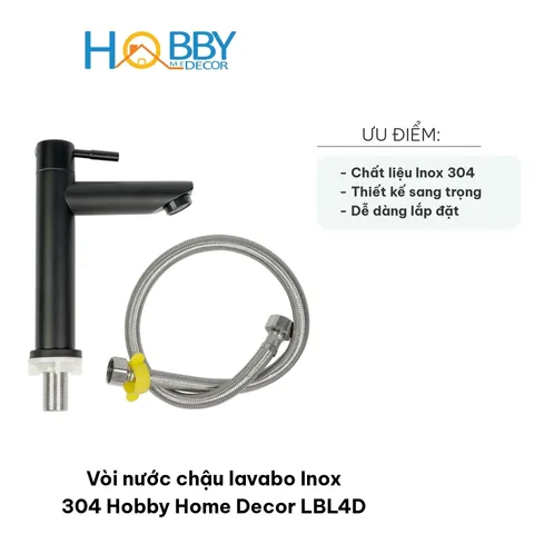 Vòi Nước Chậu Lavabo Inox 304 Cao Cấp - Thiết Kế Hiện Đại Đen - Bảo Hành 12 Tháng, Phù Hợp Nhiều Phong Cách Nội Thất