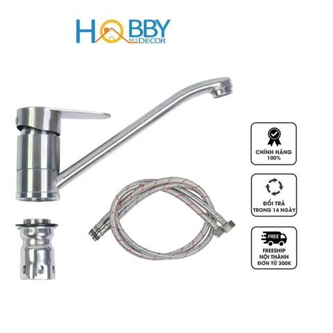 Vòi Lavabo Nóng Lạnh Thân Dài Inox 304 Hobby Home Decor VRM3 - Sang Trọng, Chống Gỉ, Dễ Dàng Vệ Sinh cho Nội Thất Hiện Đại