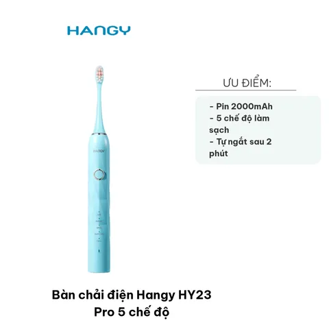 Bàn Chải Điện Hangy HY23 Pro - 5 Chế Độ, Chống Nước IPX7, Cáp Sạc Type C, Pin 2000mAh, Chăm Sóc Răng Miệng Hiện Đại