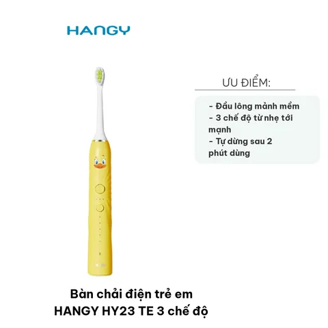 Bàn Chải Điện Trẻ Em HANGY HY23 TE - 3 Chế Độ, Mềm Mại, Đáng Yêu, Thiết Kế Đặc Biệt Cho Bé Từ 3 Tuổi, Chăm Sóc Răng Miệng Hiệu Quả