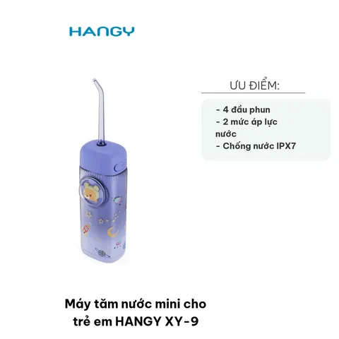 Máy Tăm Nước Mini Cho Trẻ Em HANGY XY-9 - Thiết Kế Đầu Xịt Nhỏ, 4 Đầu Phun, Dung Tích 130ml, 2 Chế Độ Vệ Sinh Răng Miệng