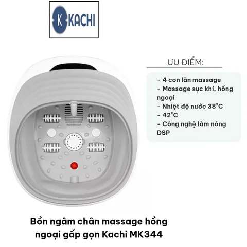 Bồn Ngâm Chân Massage Hồng Ngoại Gấp Gọn Kachi MK344 - Thiết Bị Thư Giãn, Giúp Giảm Căng Thẳng và Đau Nhức Chân