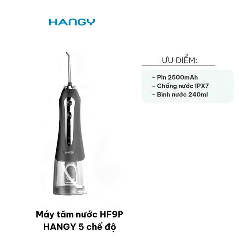 Máy Tăm Nước HF9P HANGY 5 Chế Độ - Công Nghệ Siêu Âm Tẩy Sạch Răng Miệng, Pin 2500mAh, Chống Nước IPX7