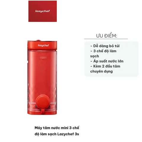 Máy Tăm Nước Mini 3 Chế Độ Làm Sạch Lazychef 3s - Công Nghệ Sóng Siêu Âm, Thiết Kế Siêu Gọn, Sạch Sâu 360 Độ, Dễ Dàng Sử Dụng