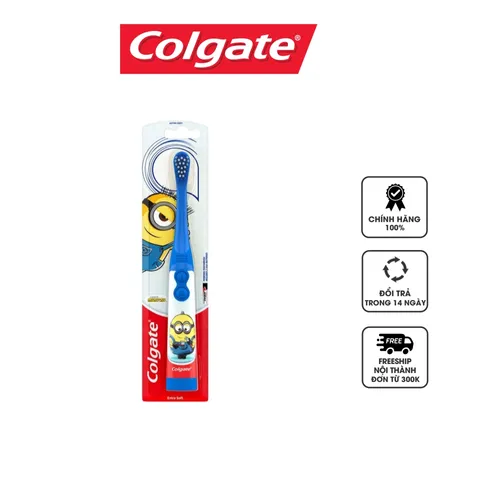 Bàn Chải Đánh Răng Điện Trẻ Em Colgate Minion - Thiết Kế Đáng Yêu, Công Nghệ Sóng Âm Dịu Nhẹ, Thích Hợp Cho Bé Từ 3 Tuổi Trở Lên