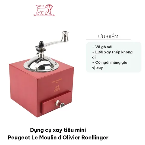 Dụng cụ xay tiêu mini Peugeot Le Moulin d’Olivier Roellinger - Thiết kế cổ điển gỗ sồi và thép không gỉ, tiện lợi cho mọi bữa ăn