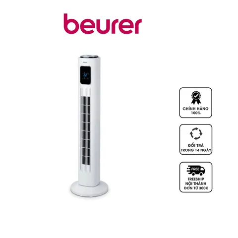 Quạt Tháp Beurer LV200 - Quạt Tích Hợp Hẹn Giờ, Điều Khiển Từ Xa, 3 Tốc Độ & Chế Độ - Mẫu Quạt Điện Yên Tĩnh, Thông Minh, Nhiệt Độ LED