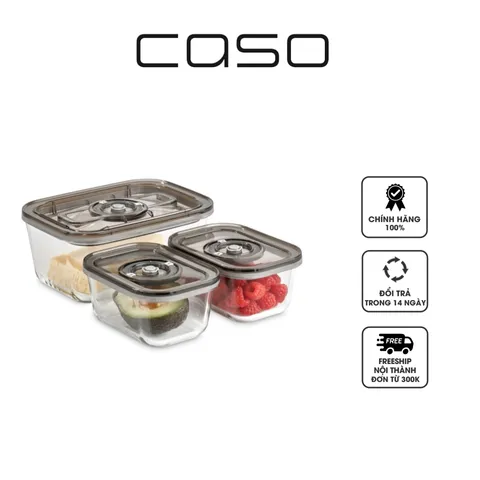 Bộ Hộp Thủy Tinh Hút Chân Không Caso 1197 VacuBoxx ES - Bảo Quản Thực Phẩm An Toàn, BPA Free, Tiết Kiệm Không Gian