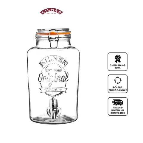 Bình đựng nước thủy tinh Kilner Original 8L - Thiết kế hiện đại cho nước trái cây, cocktail và tiệc tùng - Quà tặng lý tưởng cho gia đình