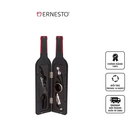 Bộ 5 Dụng Cụ Mở Rượu Vang Ernesto - Hộp Lưu Trữ Hình Chai Sang Trọng, Tiện Dụng Cho Người Yêu Rượu Vang