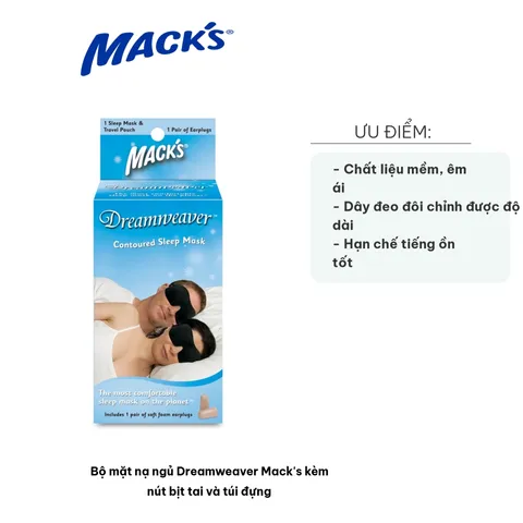 Bộ mặt nạ ngủ Dreamweaver Mack's - Bao gồm nút bịt tai và túi đựng, giảm tiếng ồn và ánh sáng hoàn hảo cho chuyến đi du lịch