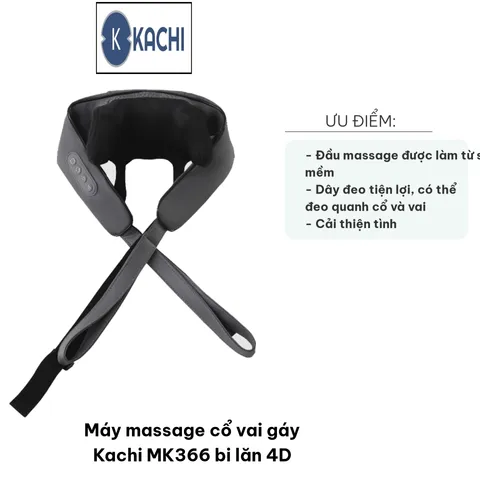 Máy Massage Cổ Vai Gáy Kachi MK366 4D - Thiết Kế Độc Đáo, Đầu Massage Silicon Mềm, Hỗ Trợ Giảm Đau, Tăng Tuần Hoàn Máu