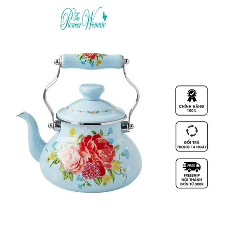 Ấm Đun Bếp Từ The Pioneer Woman 1,8L - Men Tráng Hoa Dễ Thương, Dung Tích Lớn, Nóng Nhanh, Phù Hợp Với Mọi Nhà Bếp