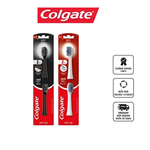 Set 2 Đầu Bàn Chải Điện Colgate Sonic 360 Charcoal - Thiết Kế Cải Tiến Kháng Khuẩn, Chải Sạch Hiệu Quả