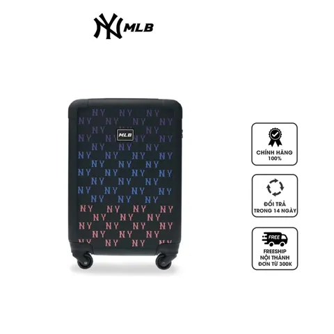 Vali Kéo MLB Monogram NY Yankees - Bền Bỉ, Đen Cổ Điển, Phù Hợp Đi Du Lịch, Kích Thước 22inch - Quà Tặng Fan Thể Thao