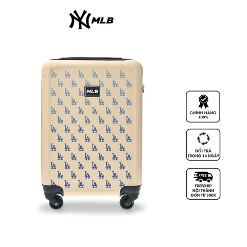 Vali MLB Classic Monogram LA Dodger Size 22 Trắng Kem - 4 Bánh Xoay 360 và Thiết Kế Thời Trang Đối Với Người Hâm Mộ Bóng Chày
