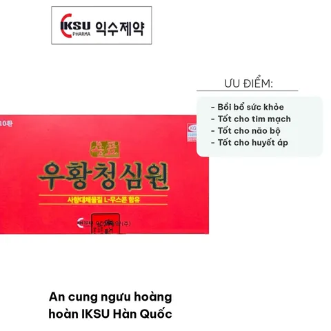 An Cung Ngưu Hoàng Hoàn IKSU Hàn Quốc - Viên uống bổ sung sức khỏe, hỗ trợ hồi phục thể trạng, tăng cường trí nhớ - Hộp 10 viên x 3,75gr