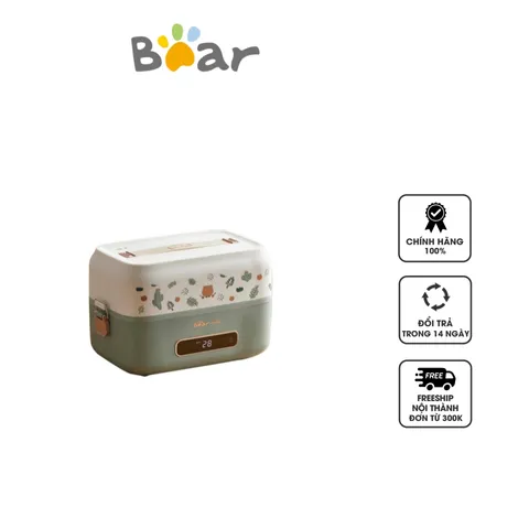 Hộp cơm giữ nhiệt cắm điện 2 tầng Bear DFH-B15Q1 - Thiết bị gia dụng thông minh với 3 khay inox, hẹn giờ nấu tiện lợi