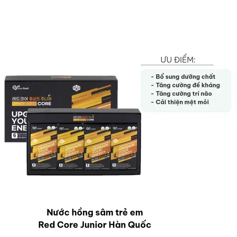 Nước Hồng Sâm Trẻ Em Red Core Junior Hàn Quốc - Tăng Cường Sức Khỏe và Trí Não cho Trẻ Từ 12 Tuổi, Hộp 60 Gói