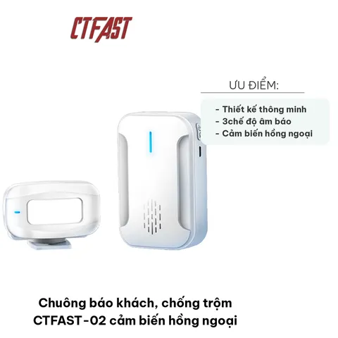 Chuông Báo Khách Chống Trộm CTFAST-02 - Cảm Biến Hồng Ngoại, 46 Nhạc Chuông, Thiết Kế Thông Minh, Bảo Vệ Cửa Hàng, 110dB