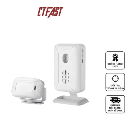 Chuông Báo Khách Chống Trộm CTFAST Cảm Biến Chuyển Động - Âm Thanh 110dB, Phạm Vi 2-8m, Đầu Phát Điều Chỉnh 360°