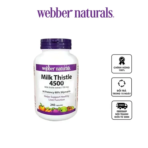 Viên Uống Bổ Gan Webber Naturals Milk Thistle 4500 150mg - Hỗ Trợ Giải Độc Và Tăng Cường Chức Năng Gan, Sản Phẩm Từ Canada