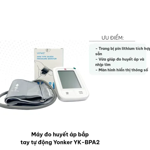Máy Đo Huyết Áp Bắp Tay Tự Động Yonker YK-BPA2 - Chứng Nhận CE, FDA, Màn Hình Lớn, Pin Lithium, Dành Cho Người Lớn Tuổi, Tiện Dụng Khi Du Lịch