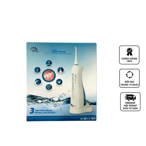 Máy Tăm Nước Cầm Tay Prosencor DHL16 - 5 Đầu Vòi, Thiết Kế Nhỏ Gọn, Phun 360° Cho Răng Miệng Sạch Sẽ, Pin Siêu Bền