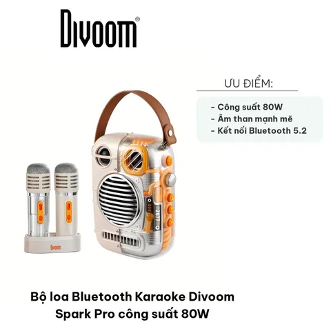 Bộ Loa Bluetooth Karaoke Divoom Spark Pro 80W - Âm Thanh Mạnh Mẽ, Kết Nối Bluetooth 5.2, Thiết Kế Di Động Ổn Định