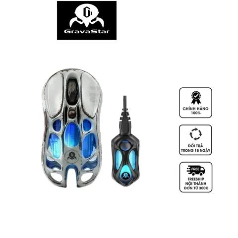 Chuột Gaming Không Dây Gravastar Mercury M1 Pro - LED RGB, Thiết Kế Công Thái Học, Độ Chính Xác Cao, Tương Thích Bluetooth, Phiên Bản Batte Worn Gray