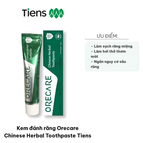 Kem đánh răng Orecare Chinese Herbal Toothpaste Tiens 135g - Hỗ trợ làm sạch, ngăn mảng bám, và hôi miệng tự nhiên.