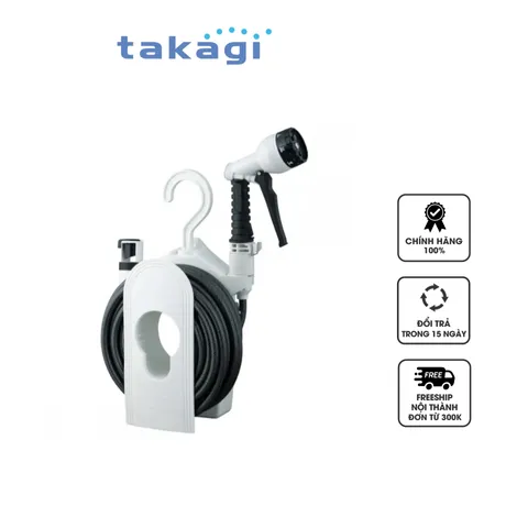 Bộ Vòi Tưới Cây Treo Tường Takagi R115CG 15m - Dây Dài Chất Lượng, Nhiều Chế Độ Phun, Tiện Lợi Rửa Xe, Tưới Vườn